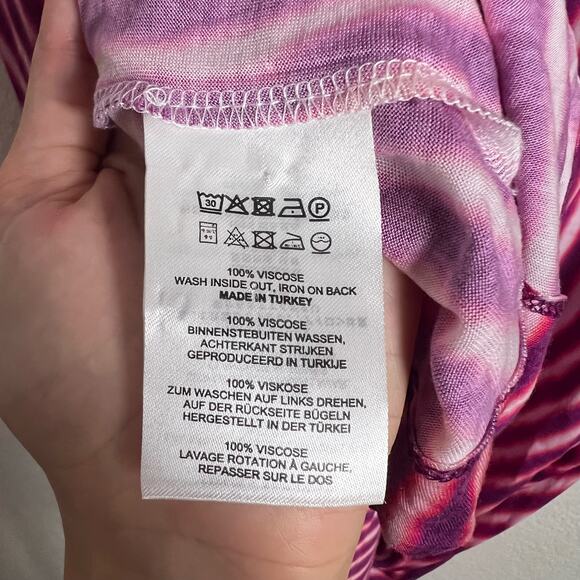 Dries Van Noten Len Lye Pink Striped Print Slit Jersey Maxi Dress Size L - Picture 13 of 13